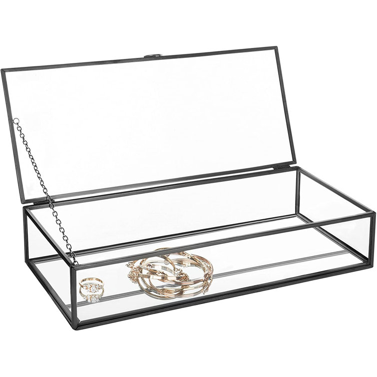 Details about   Vintage Style Brass Metal & Clear Glass Mirrored Shadow Box Jewelry Display Case