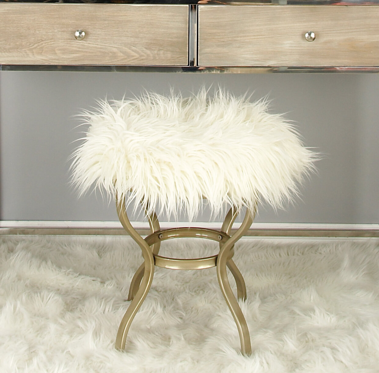 fur vanity seat