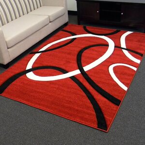 Hollywood Circle Red/Black Area Rug