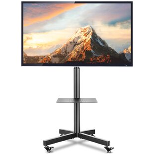 Rfiver Black Multi Screen Floor Stand Mount for Screens with Shelving, Holds up to 88 Lb. lbs