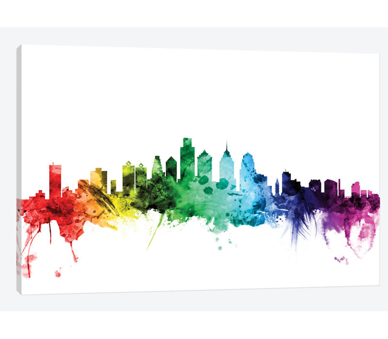 East Urban Home Rainbow Skyline Series Philadelphia Pennsylvania