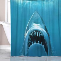Waterproof Shark Underwater Jaws Polyester Bath Shower Curtain 60 x 72" w/ Hook
