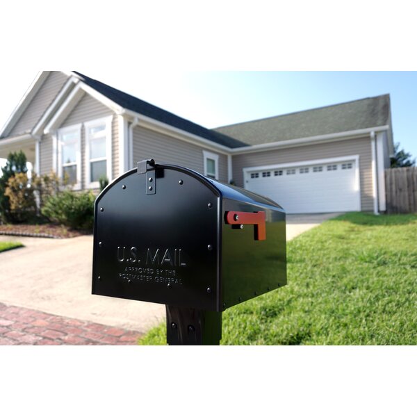Extra Large Post Mount Mailbox Black Galvanized Steel Mail Parcel Delivery Box