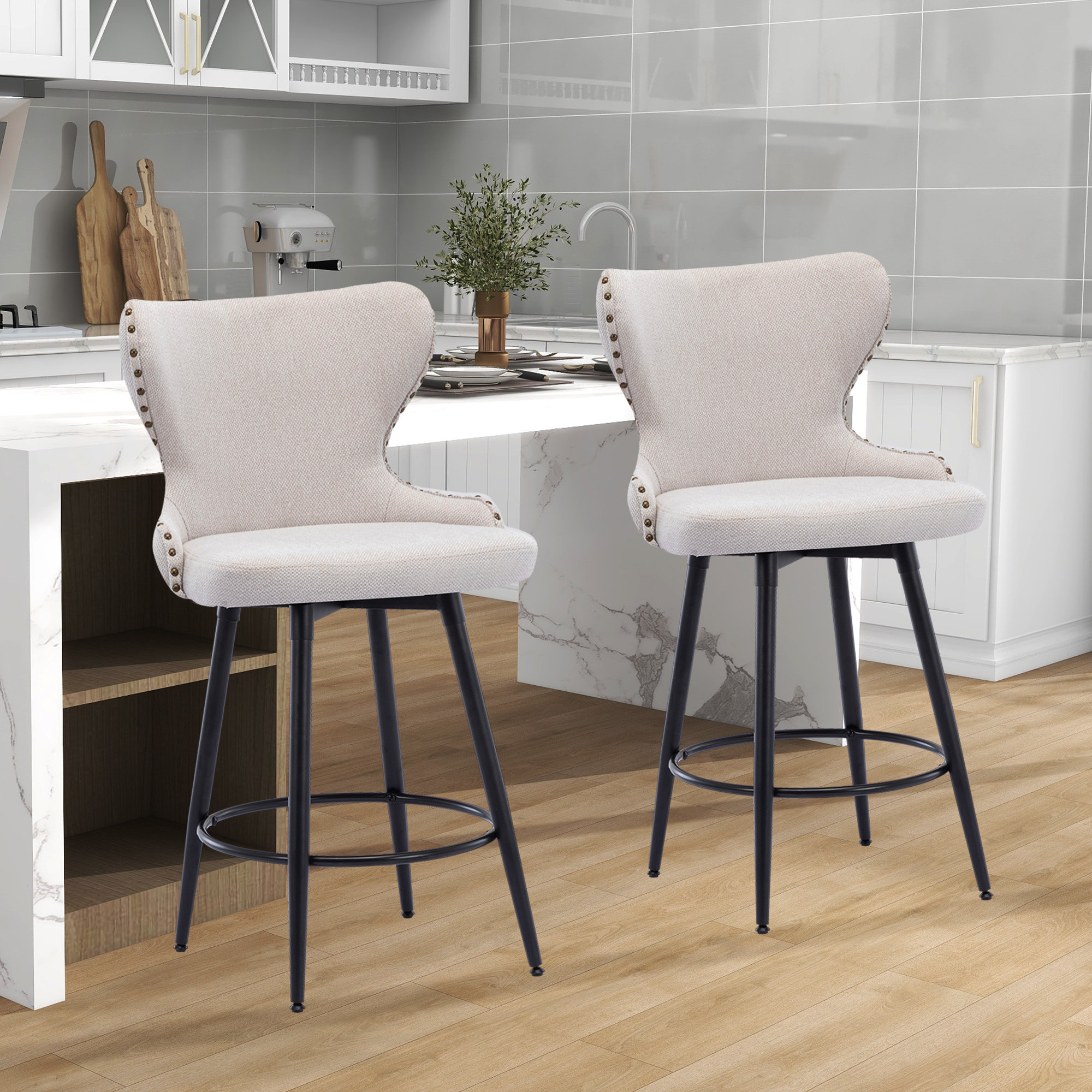 Corrigan Studio® Swivel Bar & Counter Stool With Footrest Wayfair