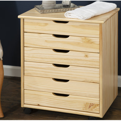 COLOR WHITE Cary 6 Drawer Rolling Storage Chest