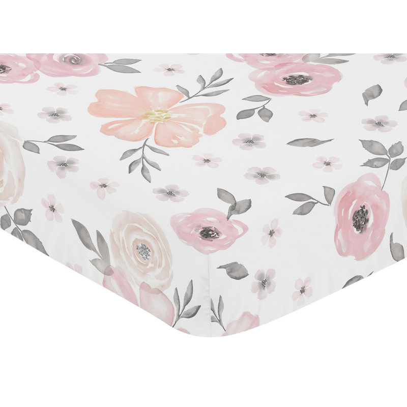 black floral crib sheet