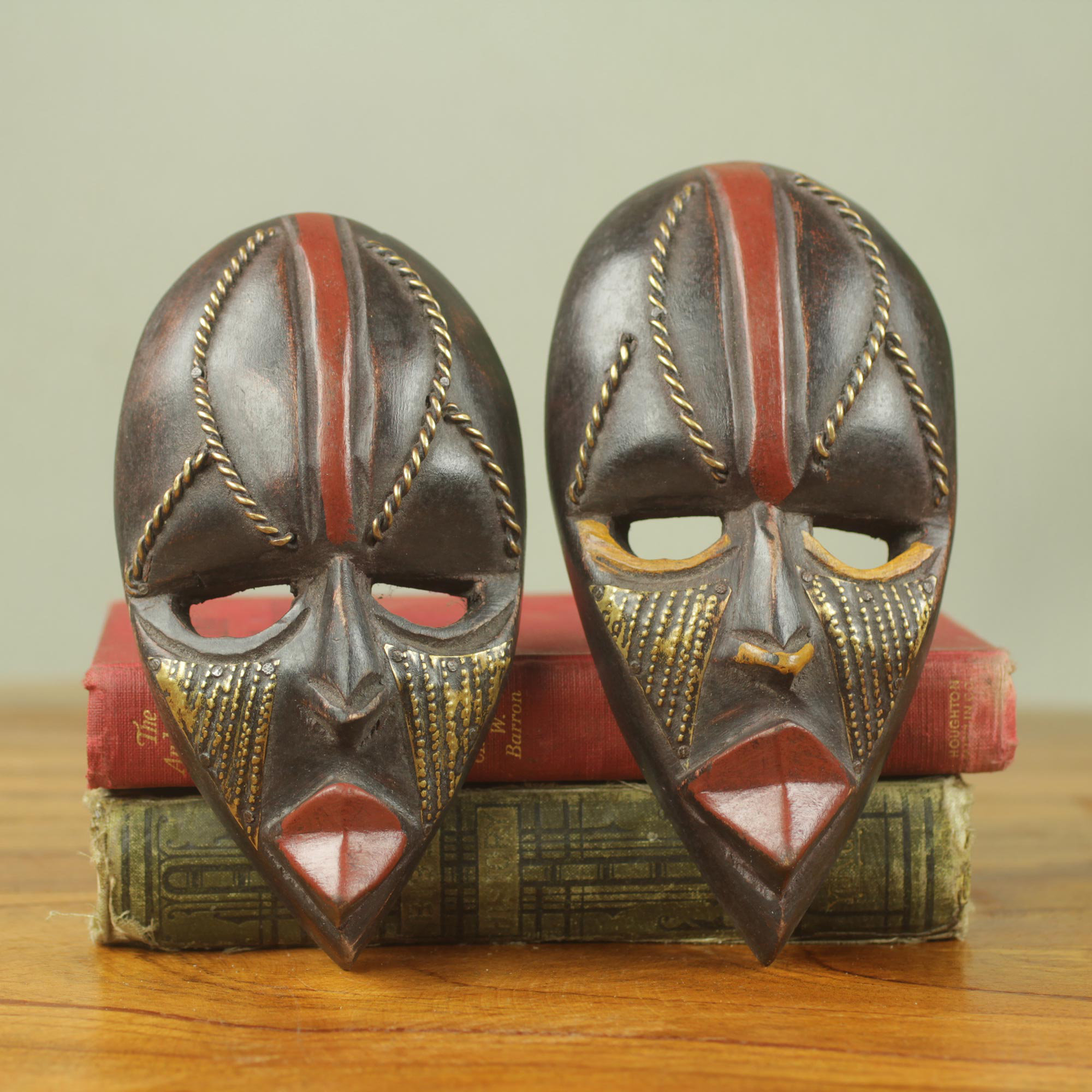 Novica 2 Piece Ghanaian Handmade Small Decorative Wood Mask Wall