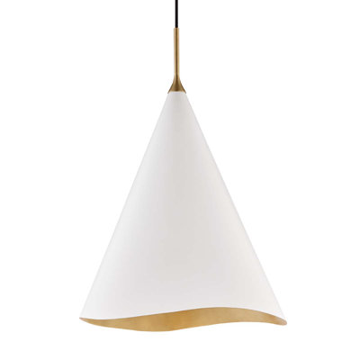 Brayden Studio Curlee 1 Light Single Cone Pendant Brayden Studio Finish Gold Leaf White Size 18 5 H X 18 W X 18 D From Wayfair North America Shefinds