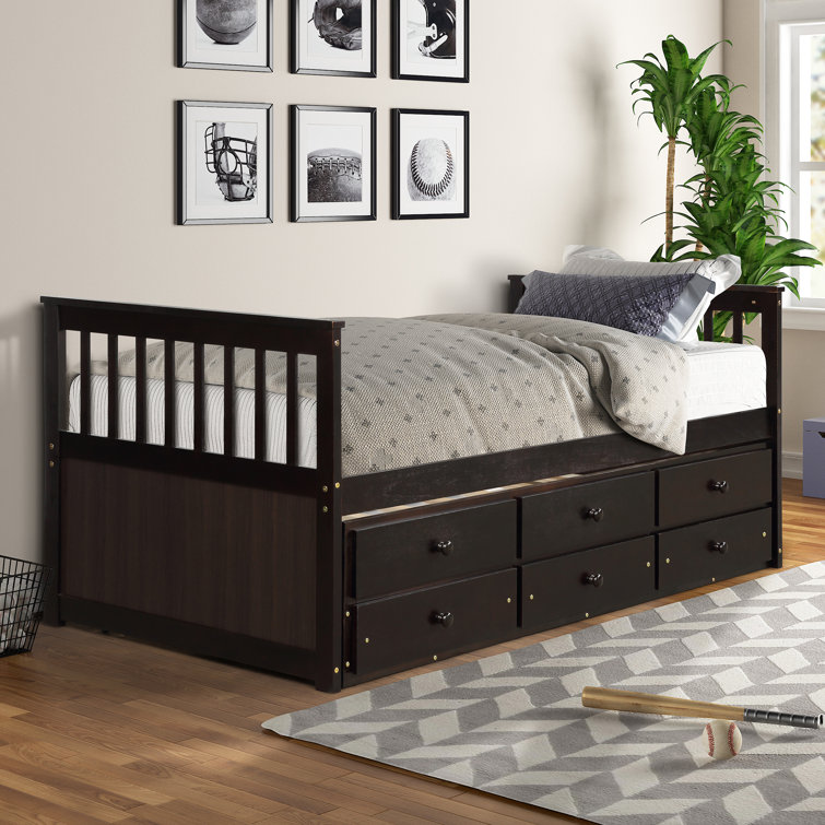 twin bed with trundle and storage