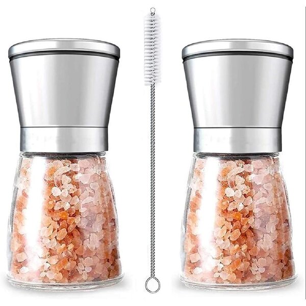 Salt And Pepper Shakers Adjustable Grinder Set Stainless Steel Mill Glass Spices 