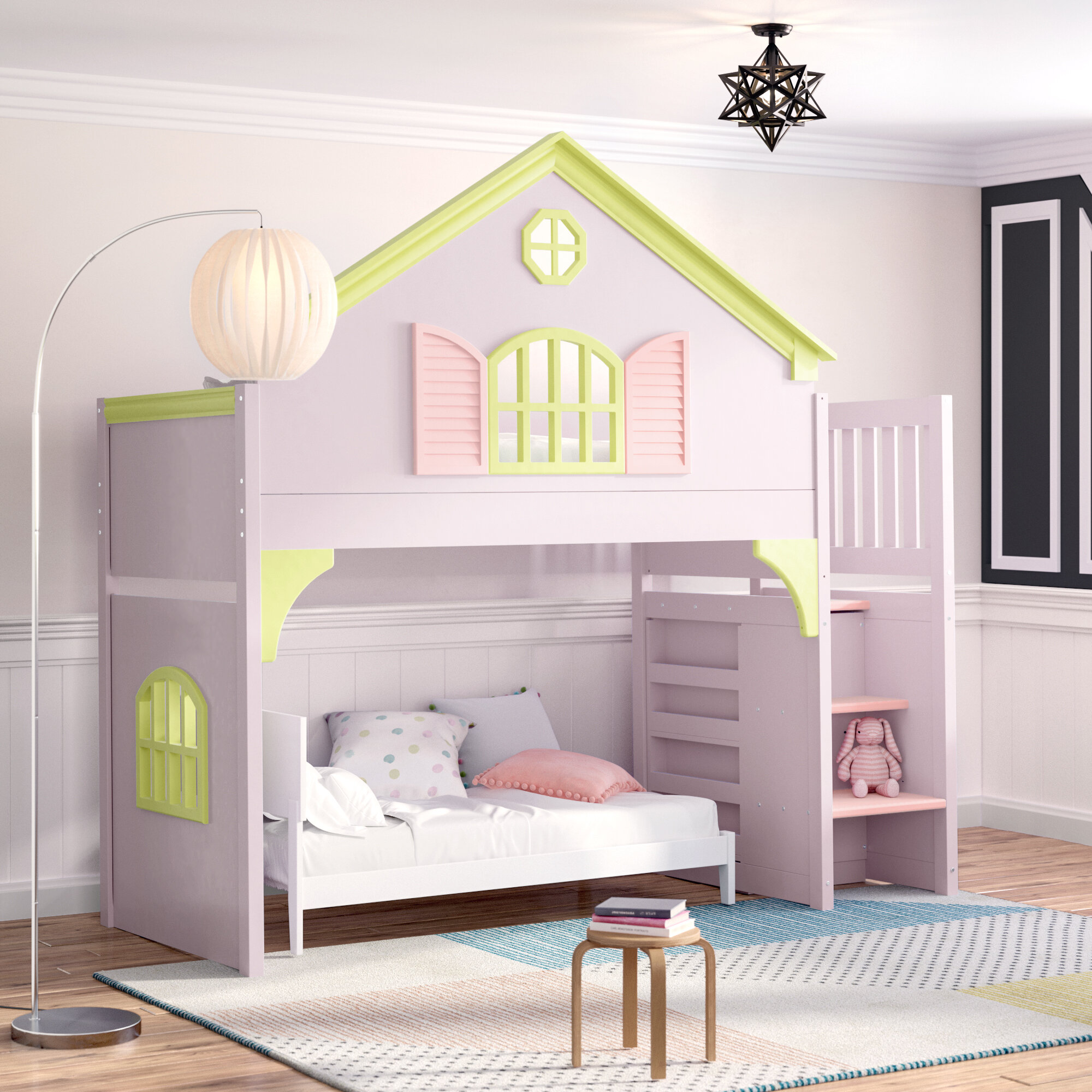 bunk bed with house on top