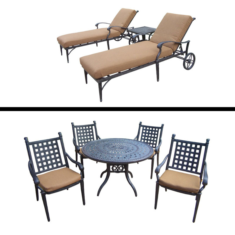 Darby Home Co Arness 8 Piece Dining Set With Sunbrella Cushions Wayfair