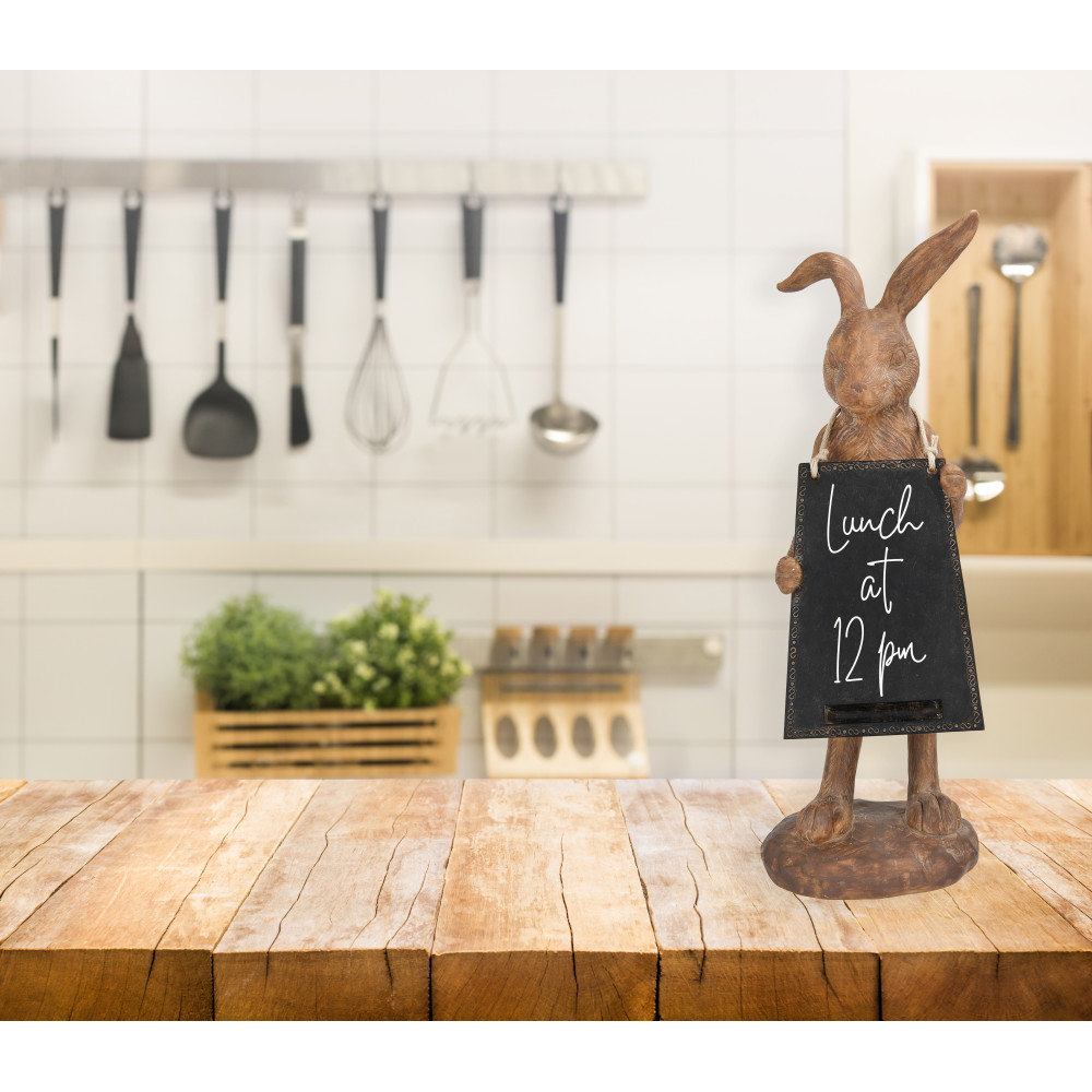 August Grove® Parma Rabbit Holding Working Chalkboard Figurine ...
