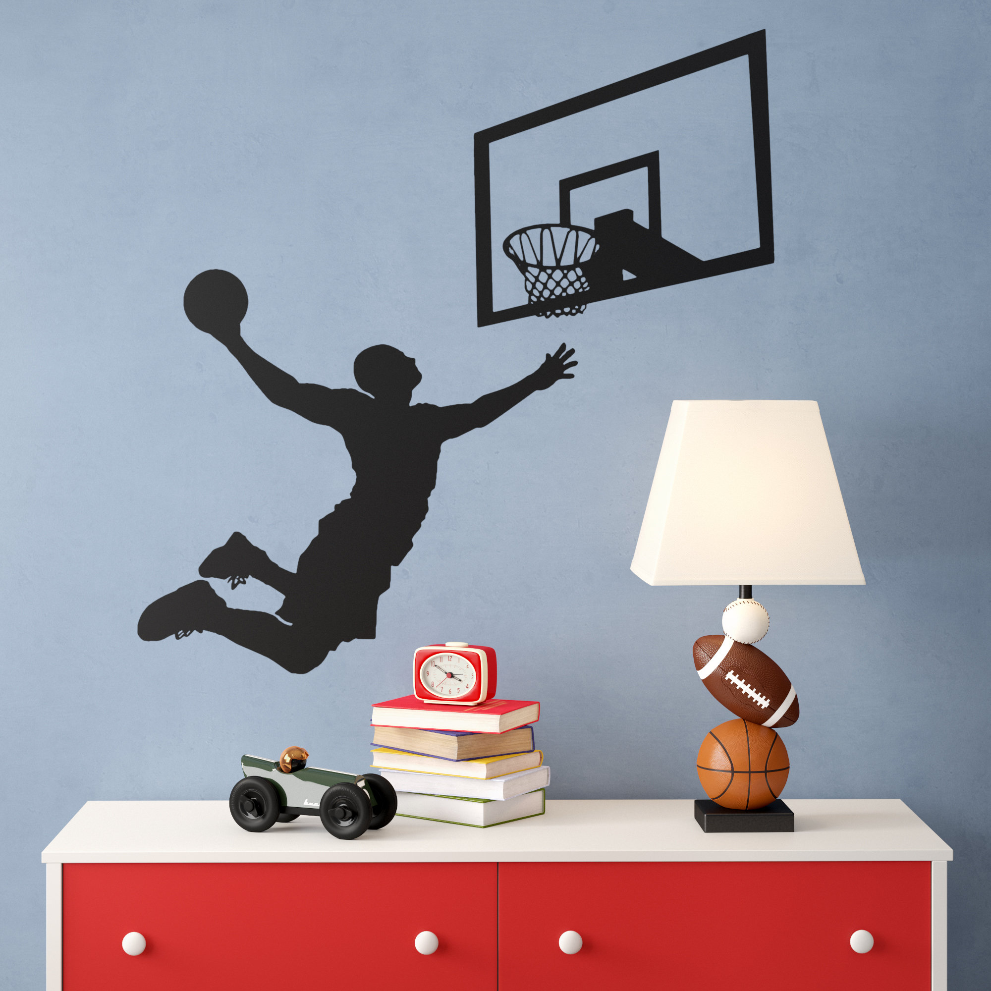 Basketball Player Slam Dunk Wall Decal Sports Sticker Poster Boys Bedroom Dorm