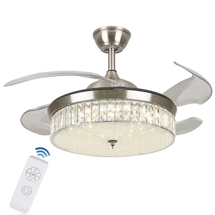 42 Inch Modern Minimalist Crystal Embellishment LED Ceiling Fan Chandelier with Remote Control Living Room Bedroom Decorative 42 Inch Modern Minimalist Crystal Embellishment LED Ceiling Fan Chandelier with Remote Control Living Room Bedroom Decorative
