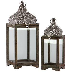 2 Piece Wood Lantern Set