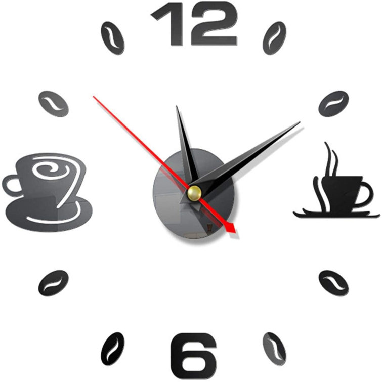 Wall Clock Kitchen Coffee Decor Wall Clocks, Mirror Acrylic 3D Art Self  Adhesive Home DIY Clock, Silent Clocks For Kitchen Office Coffee Corner  Cafe ...