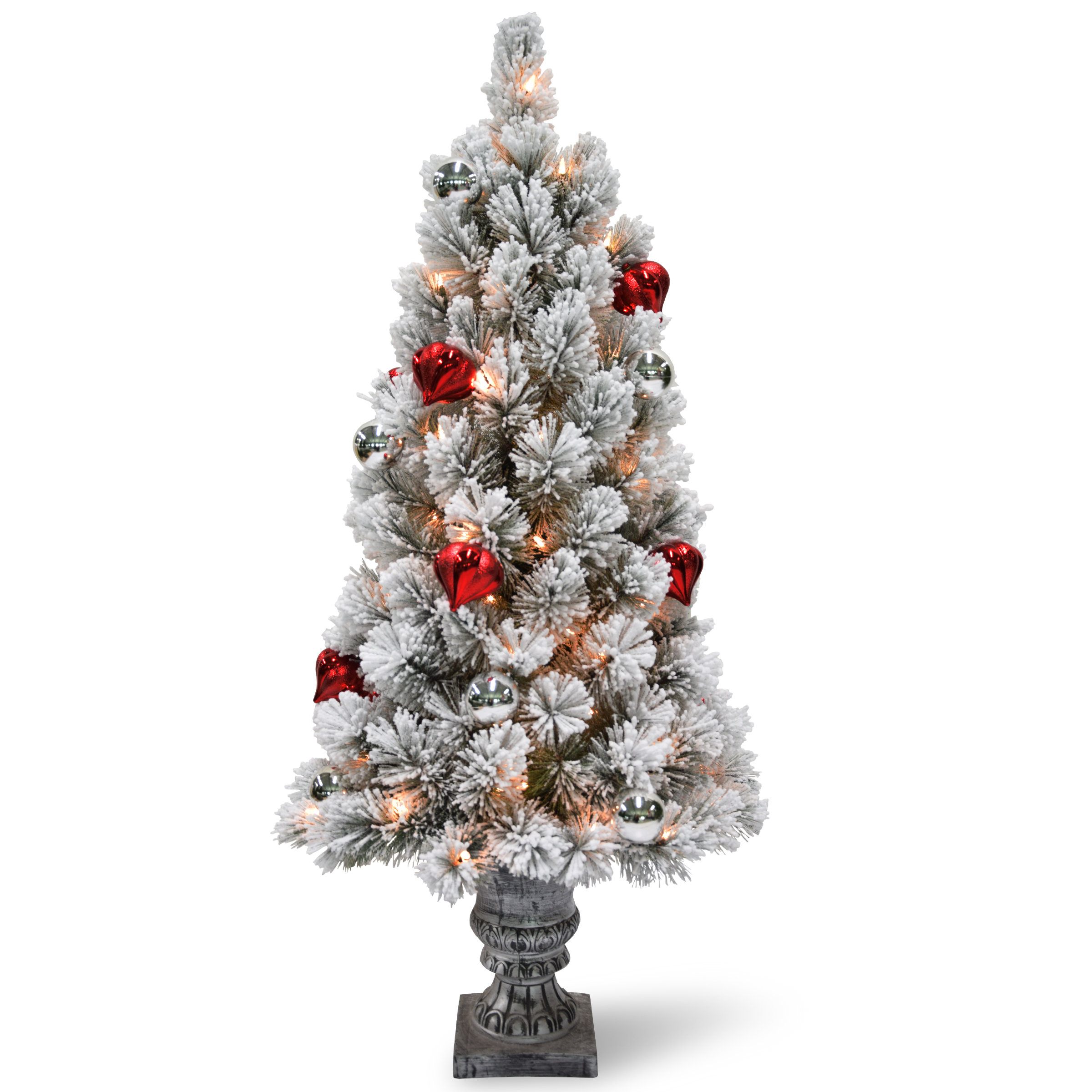 the holiday aisle snowy bristle tabletop 2 white green pine trees