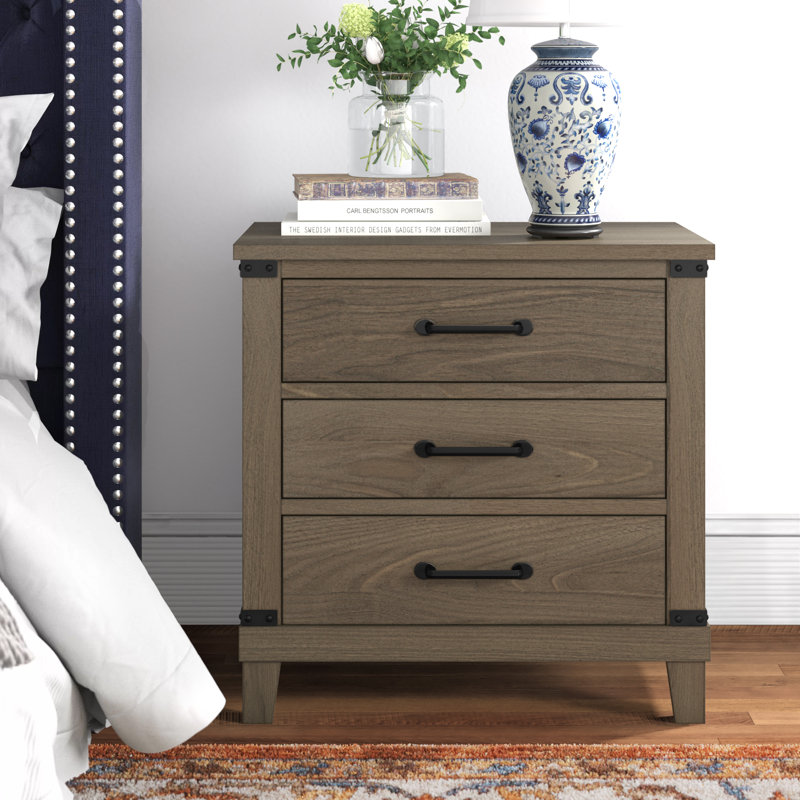 Three Posts Brodnax 3 Drawer Nightstand Wayfair