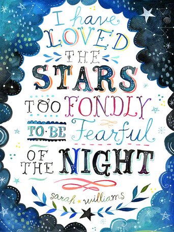 I Have Loved the Stars Too Fondly quote by Sarah Williams and art by Katie Daisy. Happy LOVE Day, Lovelies! Poetry, handlettered art, and colorful Valentine's Day finds await on Hello Lovely Studio!