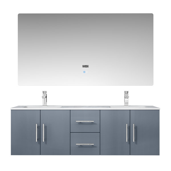 Orren Ellis Paulden 60" Wall-Mounted Double Bathroom ...