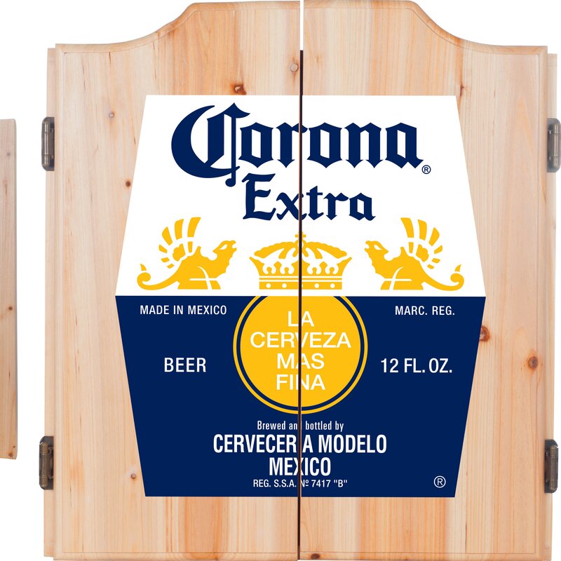 Trademark Global Corona Label Dartboard and Cabinet Set & Reviews | Wayfair