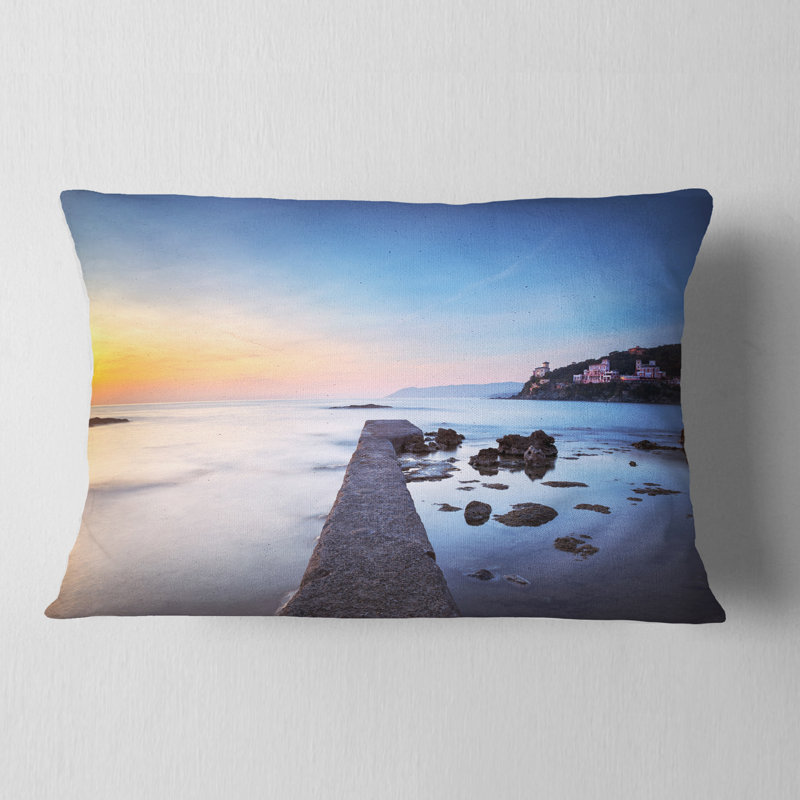 East Urban Home Seascape Castiglioncello Bay Concrete Pier Lumbar Pillow Wayfair