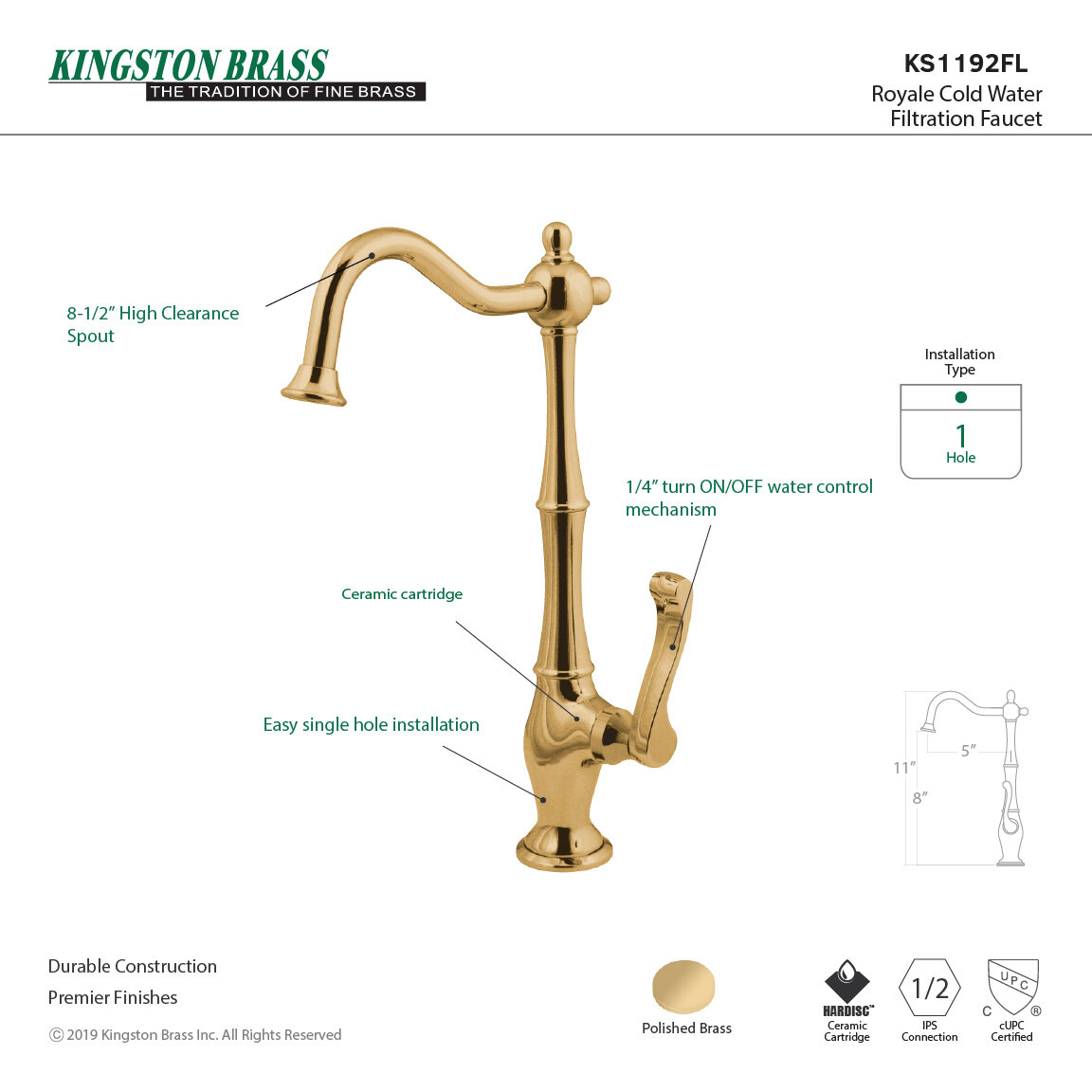 Kingston Brass Royale Single Handle Kitchen Faucet Reviews Wayfair   Royale Single Handle Kitchen Faucet 