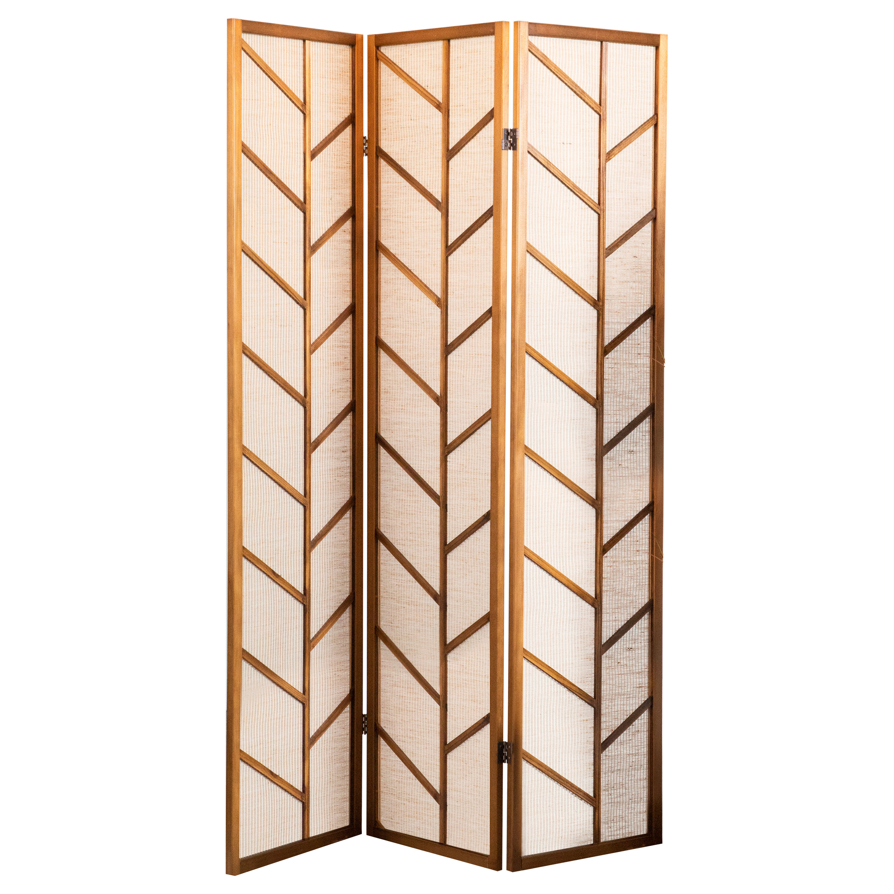 Gracie Oaks Mandloi 52'' W x 70.25'' H 3 Panel Solid Wood Folding