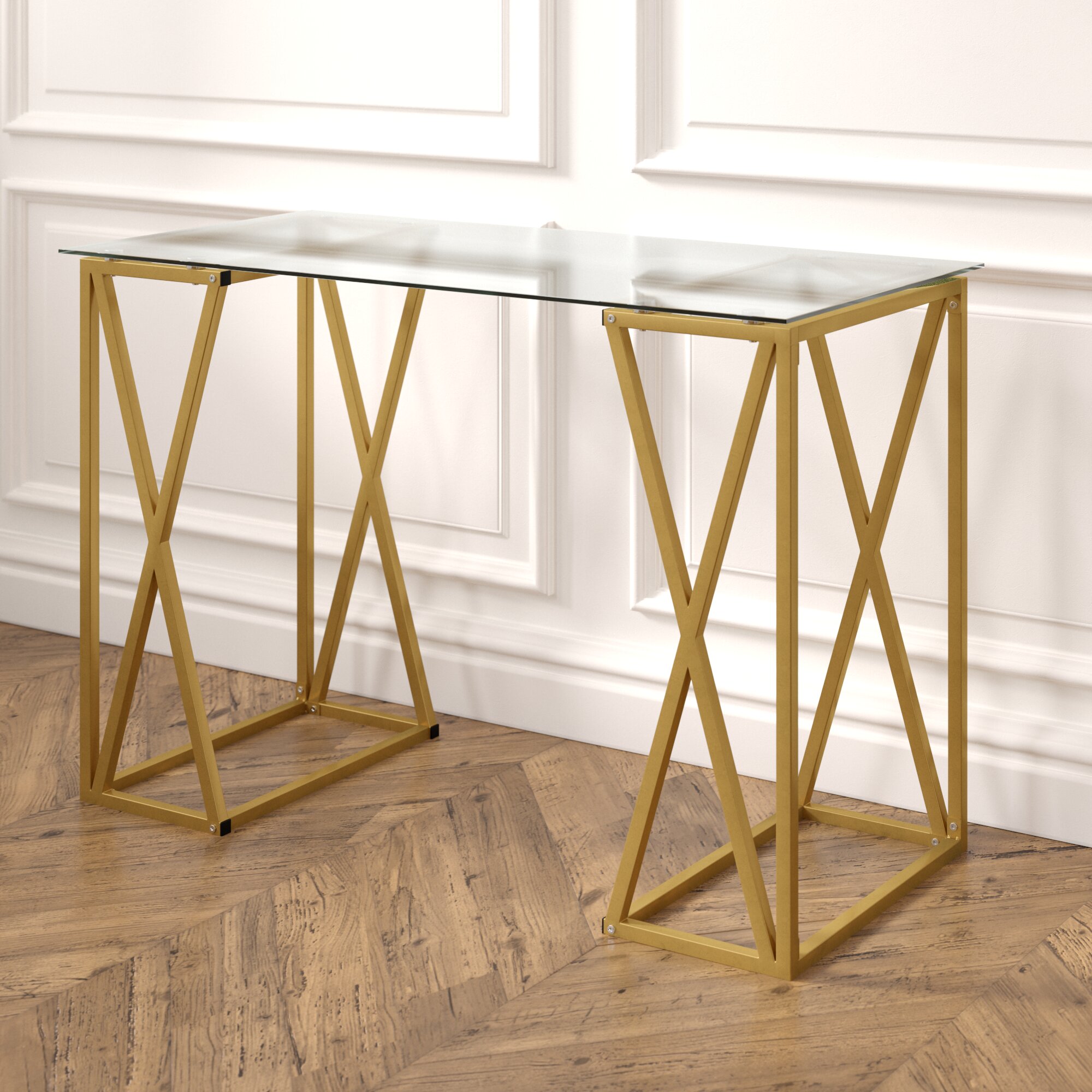 Foundstone Davenport Glass Desk Reviews Wayfair