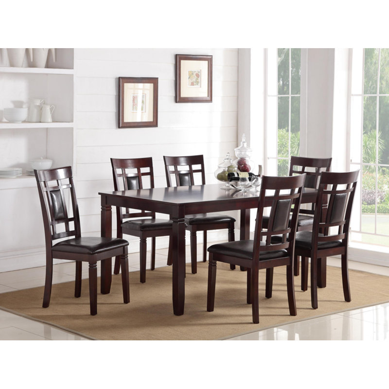 Red Barrel Studio Chun Modish Rubberwood 7 Piece Solid Wood Dining Set Reviews Wayfair