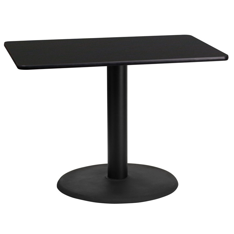 Carrus Rectangular Laminate Dining Table Top with Round Base Size: 31.12" H x 42" W x 24" D, Table Top Color: Black