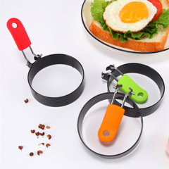 4Pc Stainless Steel Egg Ring Reusable Non-Stick Heart-Shaped Round Flower Egg Pancake Mould Home Kitchen Cooking Tools for Omelette Muffins 
