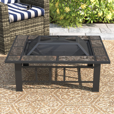 Fire Pit - 37-Inch Outdoor Firepit Table with Screen, Cover, and Poker - Outdoor Fire Pits for Backyard, Deck, Patio, or Porch by Pure Garden