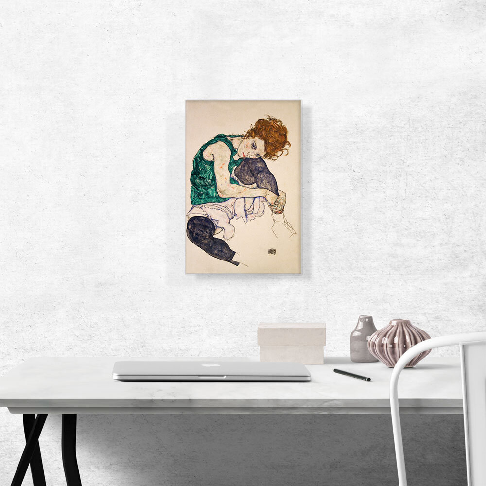 Artcanvas Seated Woman With Bent Knee By Egon Schiele Wrapped Canvas Painting Wayfair