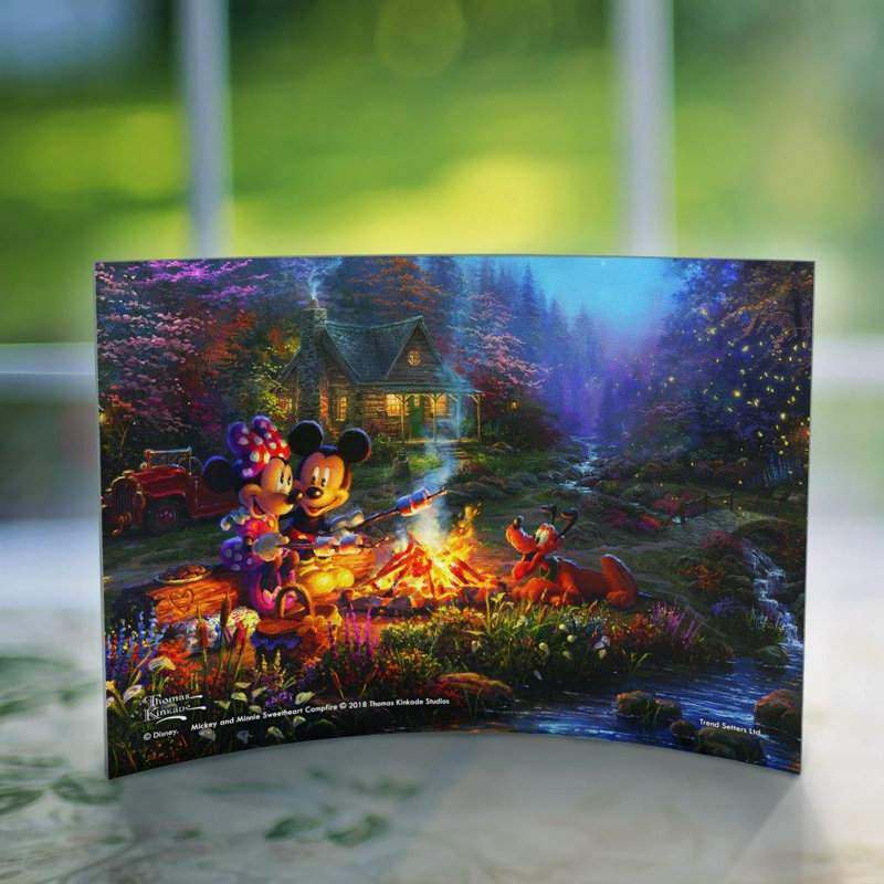 Trend Setters Disney Mickey And Minnie Thomas Kinkade Campfire Curved Acrylic Print Free Standing Light Catching Decorative Plaque Wayfair