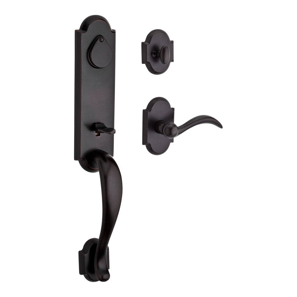 Baldwin Kodiak Single Cylinder Handleset With Rustic Arch Rose And