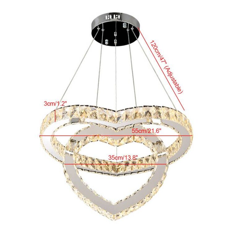 New K9 Crystal Pendant Light Ceiling Lamp Heart Lighting RainDrop Chandelier Bar