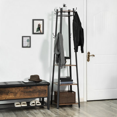 Clary Metal 8 - Hook Freestanding Coat Rack with Storage