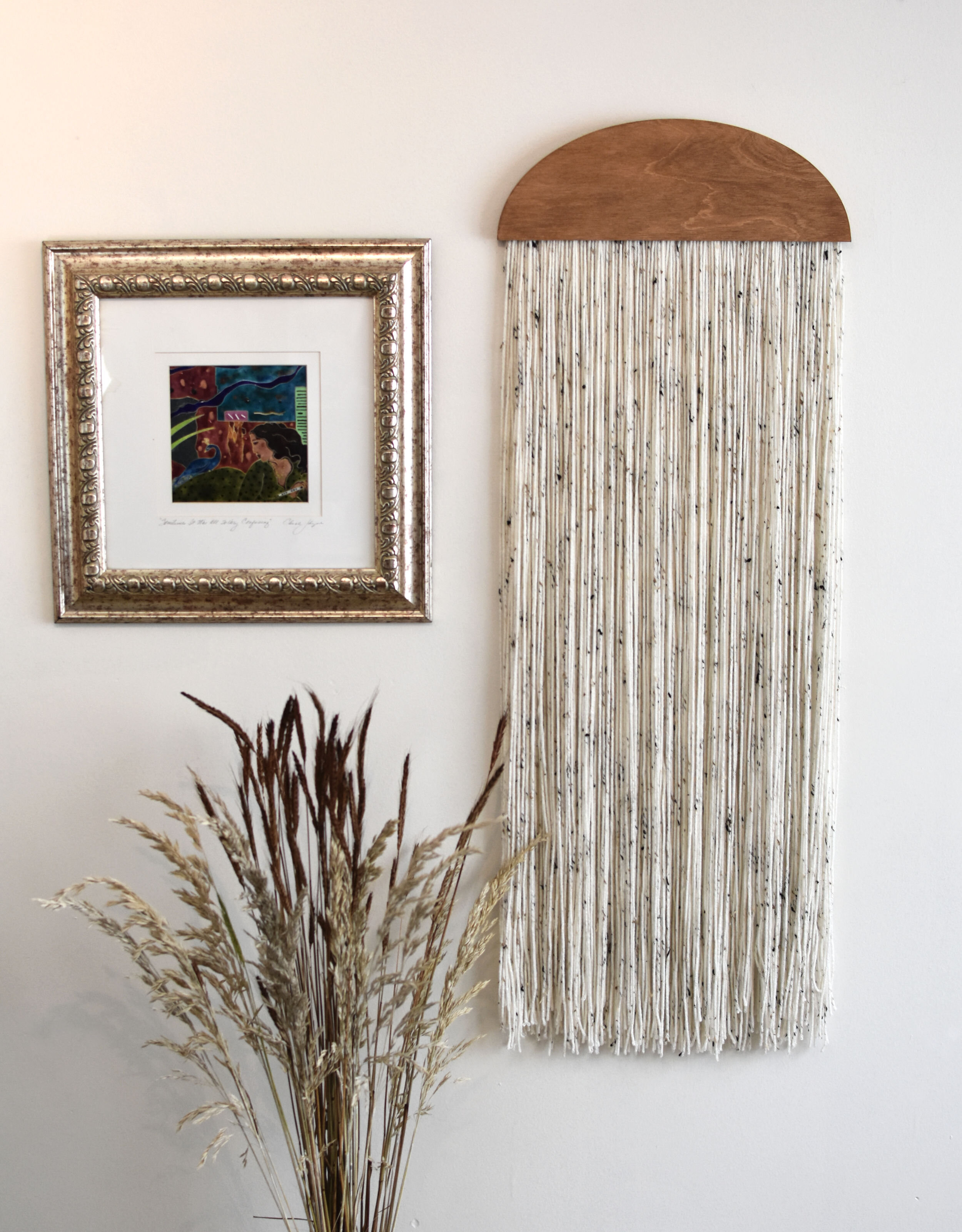 One of a kind Reclaimed materials Mini Hand Woven Weaving on Reclaimed Wood Display on a shelf or hang on the wall!