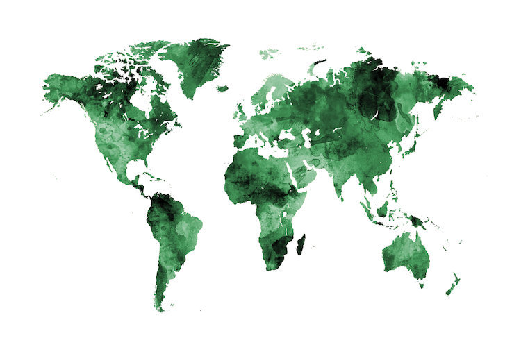 East Urban Home World Map Series Shades Of Green W O Antarctica Graphic Art On Wrapped Canvas Wayfair