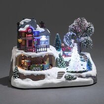 24cm High x 18.5cm Wide x 6cm Deep The Christmas Workshop LED Santa Snow Scene Clear Acrylic 