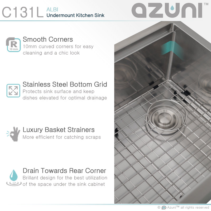 Azuni 30 L X 19 W Undermount Kitchen Sink With Basket Strainer Reviews Wayfair