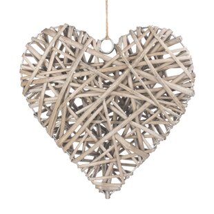 Interior Flair Love Heart Wicker Wood Rope Detail Home Décor Art Wall Hanging Decoration