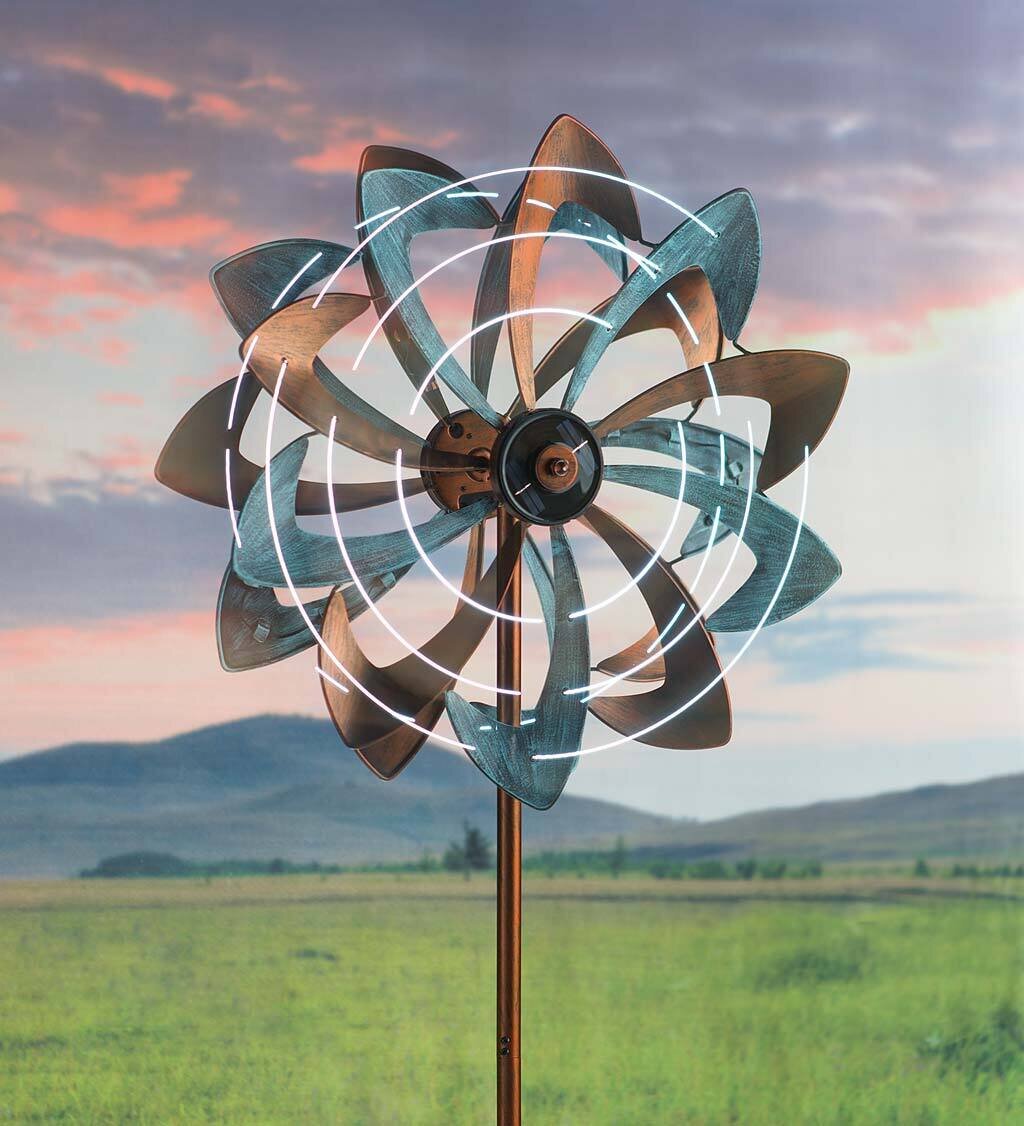 solar flower wind spinner