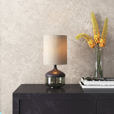 Runolfson 16.25" Black/Smoked Bedside Table Lamp