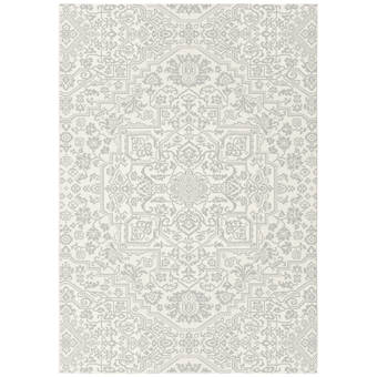 Gracie Oaks Leer Plaid Gray Ivory Indoor Outdoor Area Rug Reviews Wayfair