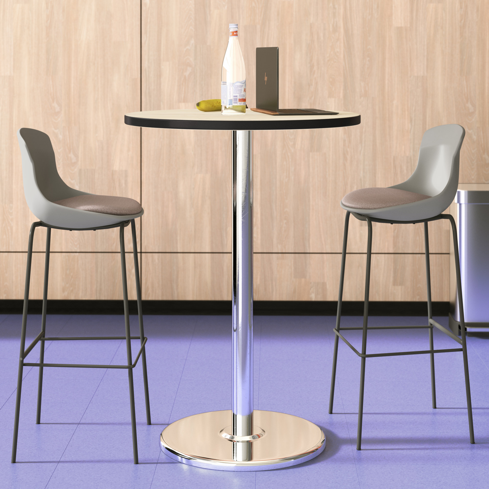 Beige//Chrome Regency Via Round Caf/é High Platter Base Table 30