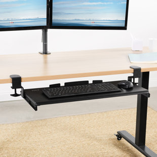 25in Under Desk Clamp on Keyboard Tray Sliding Adjustable Drawer Shelf Slides 