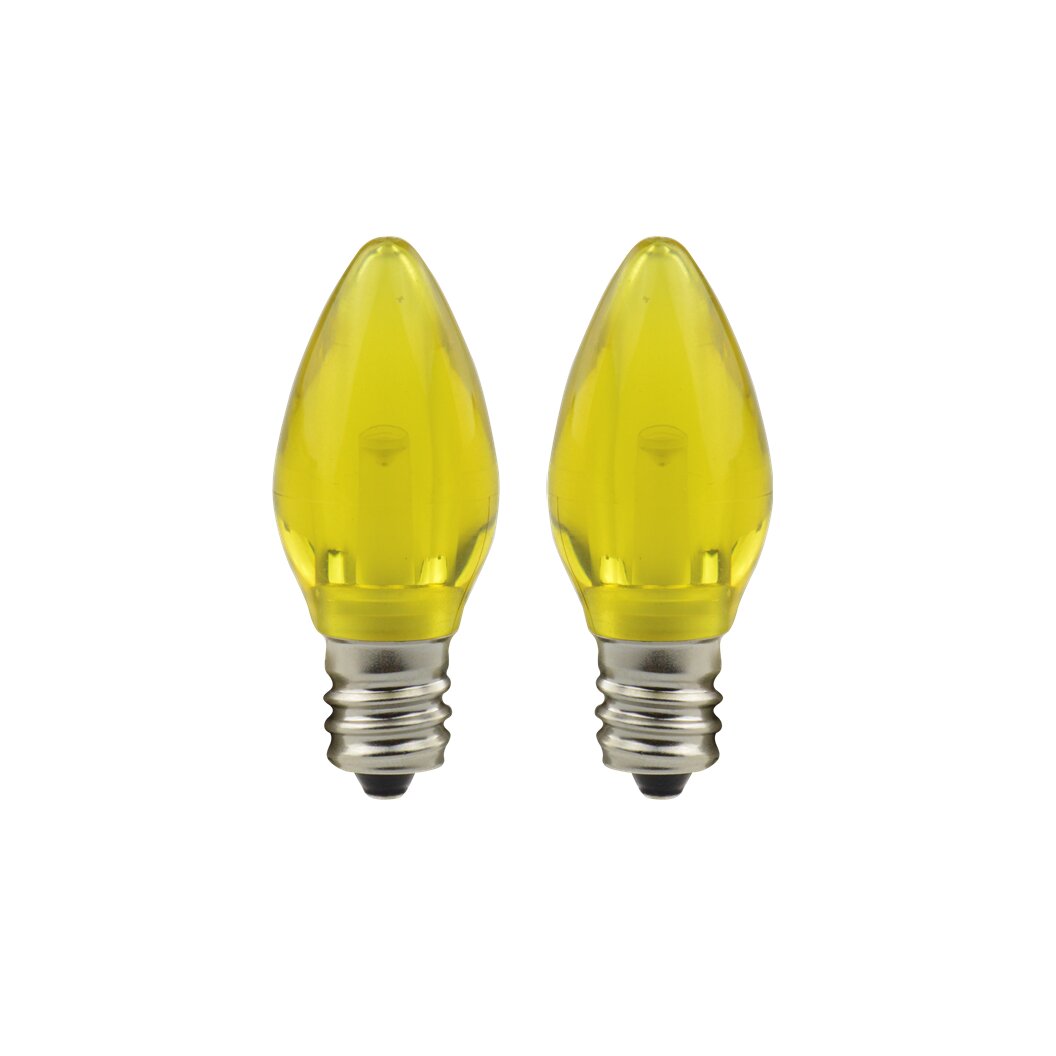 Yellow Transparent Pack of 4 E12 Base LED Candelabra Base C7 Light Bulbs 